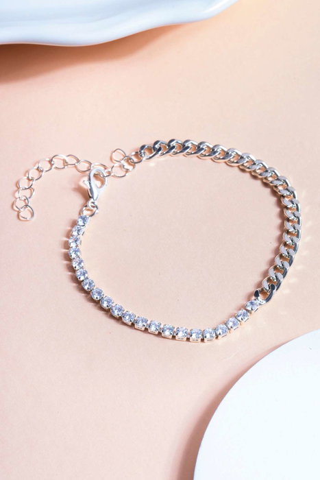 Heliophilia Silver Pulsera de Plata con Piedra de Circonita, Talla Única